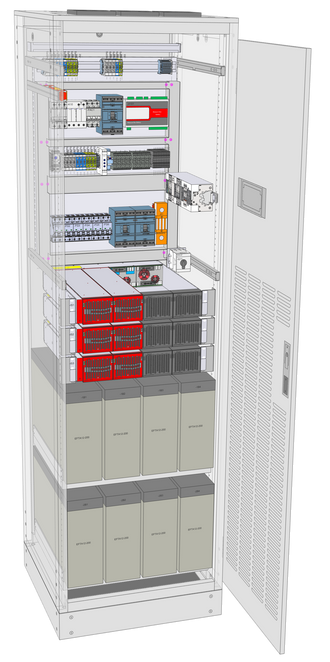 EPS HYBRID-järjestelmä: C2066, 48+400 - 400 Vac, 18 kVA