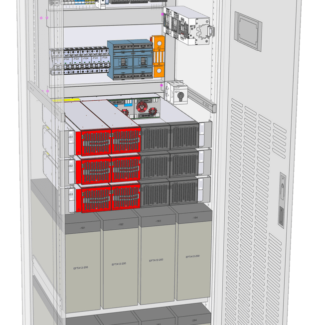 EPS HYBRID-järjestelmä: C2066, 48+400 - 400 Vac, 18 kVA
